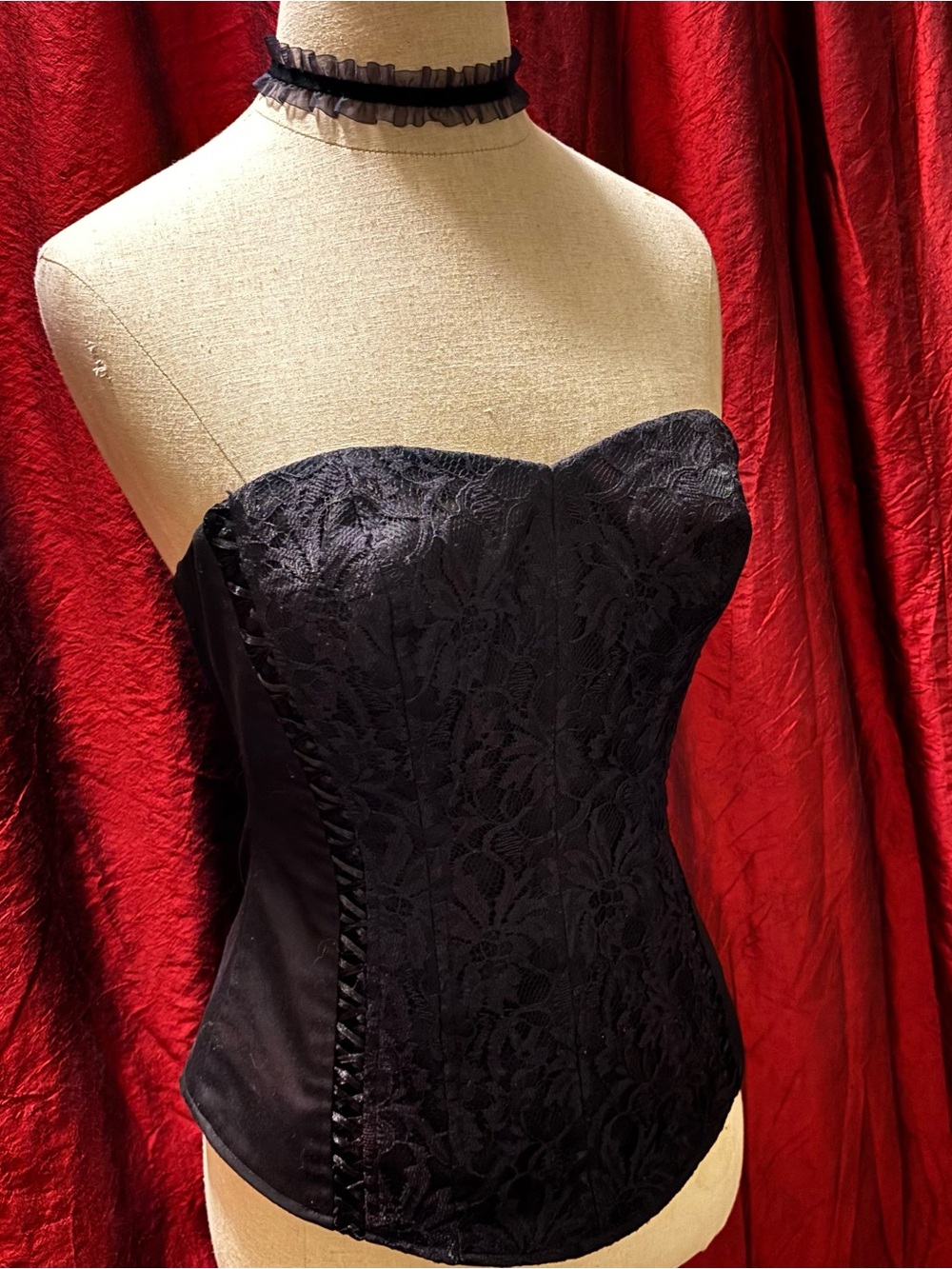 Vintage Express black romantic goth strapless corset style bustier